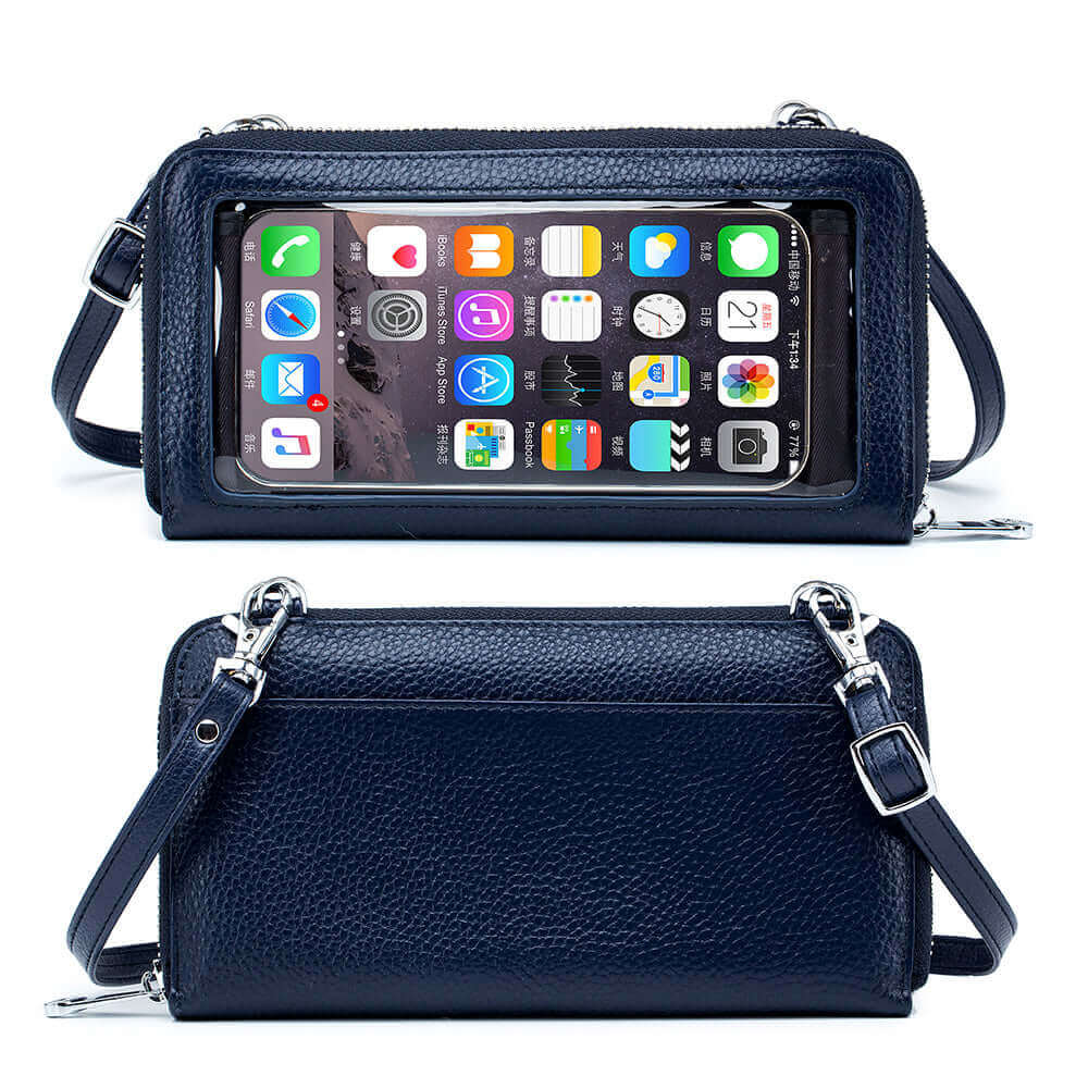 Women's Leather Touch Screen Phone Crossbody Wallet