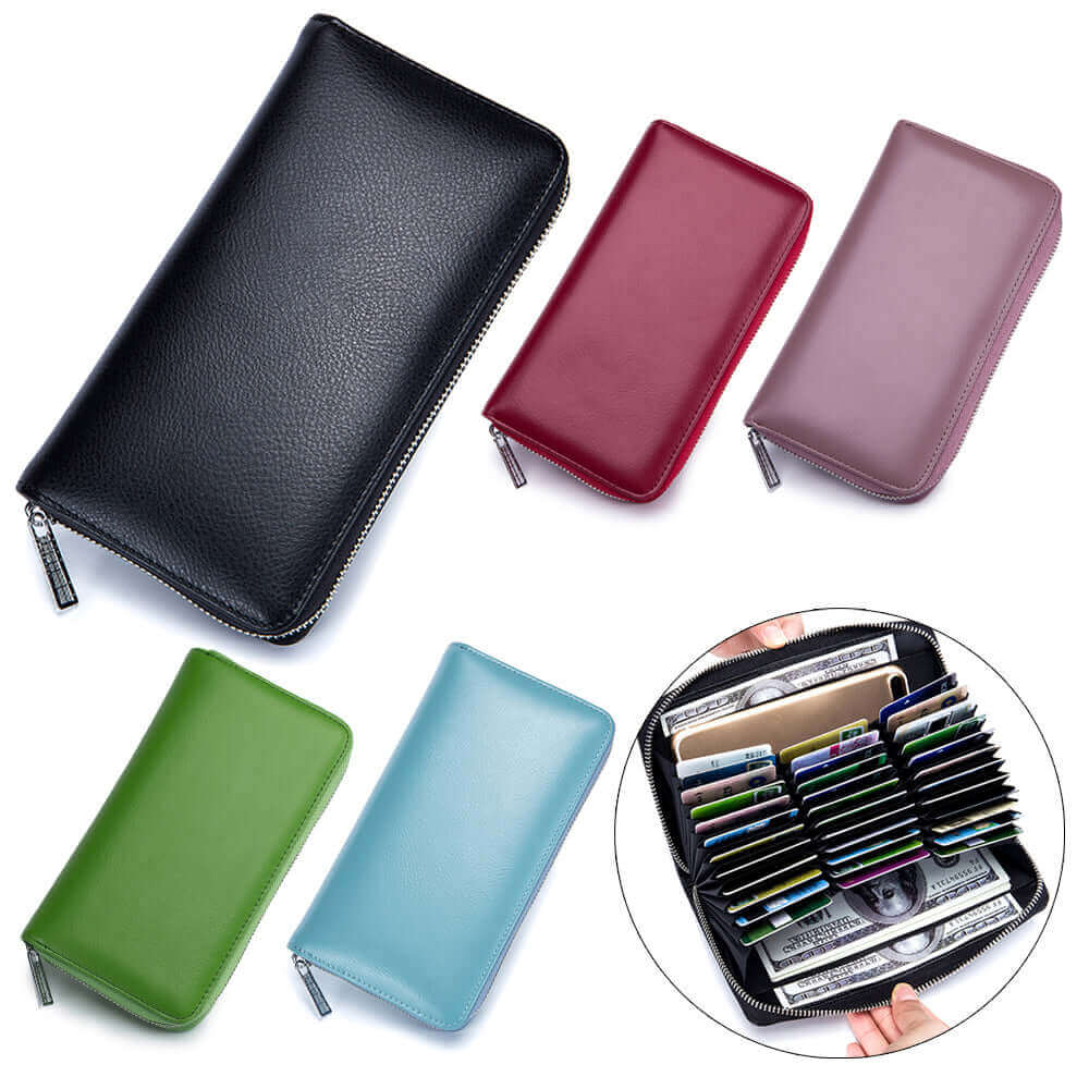 Spacious RFID Leather Card Holder Wallet NZ | Long Design