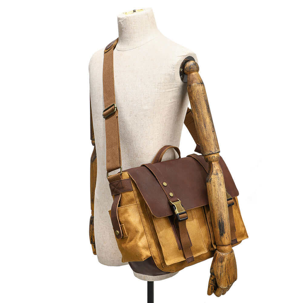 Vintage Waterproof Canvas and Leather Shoulder Messenger Bag