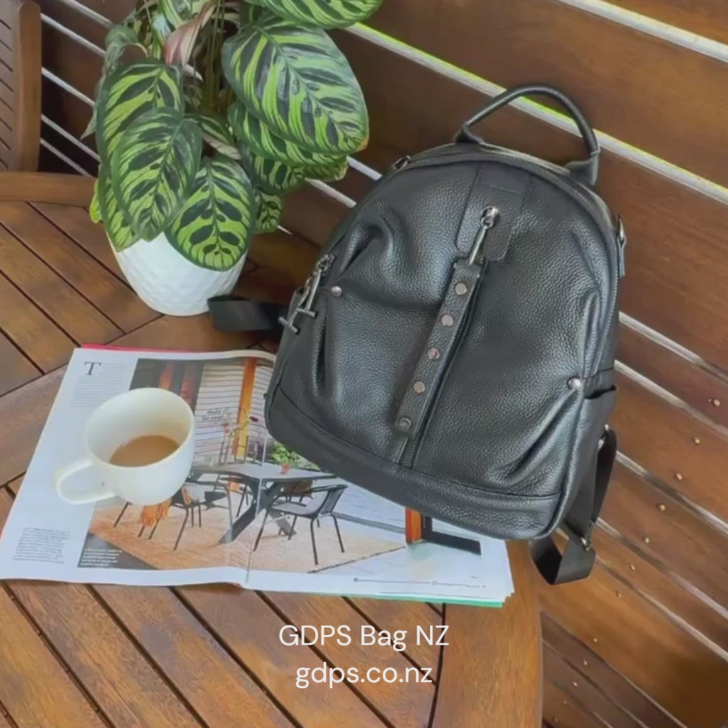 Stylish Leather Black Backpack