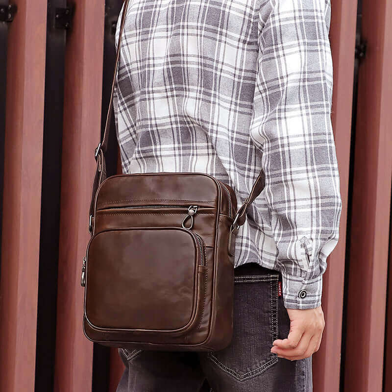 Leather Shoulder Crossbody Bag | Men's Satchel