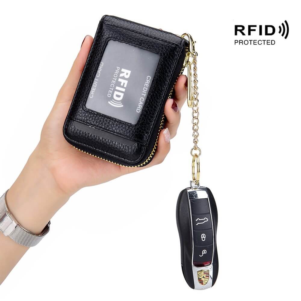 Womens Ladies Leather RFID Credit Card Holder Key Wallet NZ