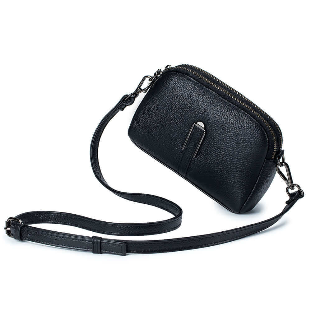 Women's Double Zipper Leather Shoulder Crossbody Bag