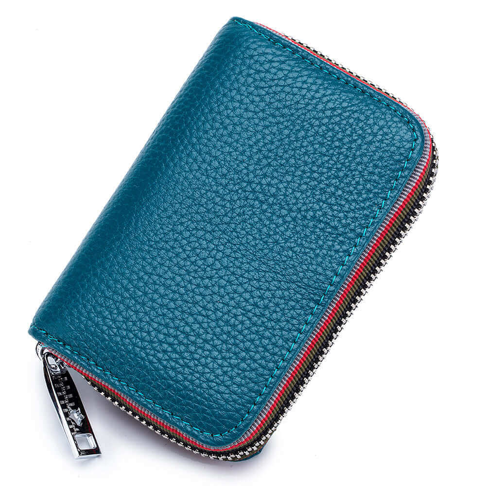 RFID Leather Card Holder NZ | Colorful Woven Edge Design