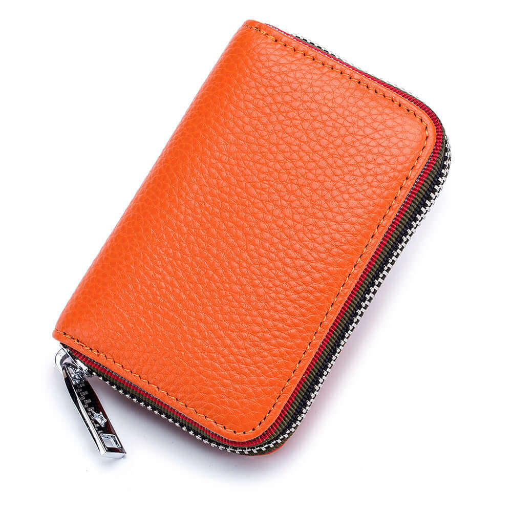 RFID Leather Card Holder NZ | Colorful Woven Edge Design