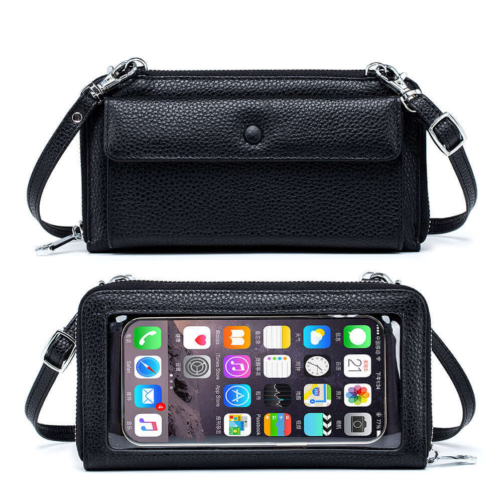 Leather Touch Screen Phone Wallet for Women | Crossbody Purse