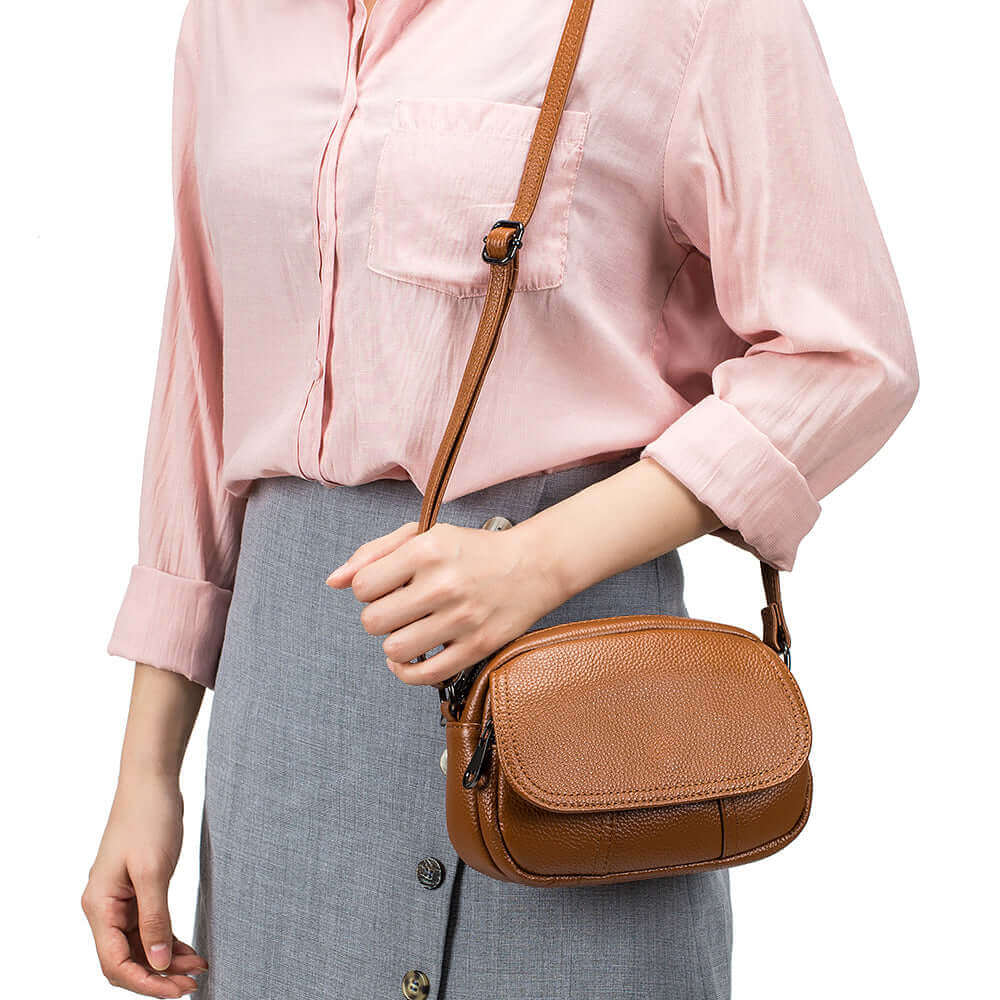 Women's Leather Small Crossbody Bag | Shoulder Round Bag