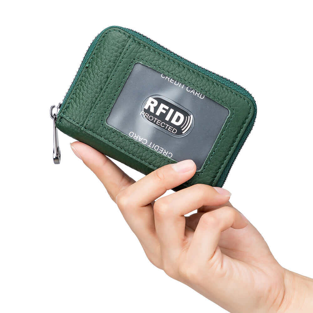 Transparent Window RFID Leather Card Case Wallet