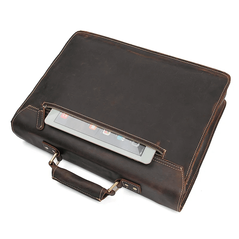 Vintage Genuine Leather Briefcase 14 Inch Laptop Bag NZ Men's Business