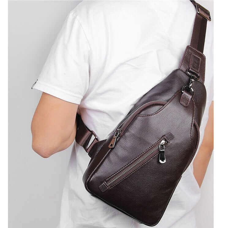 Leather Chest Bag - Crossbody Sling Bag