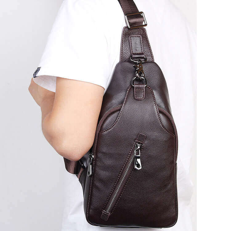 Leather Chest Bag - Crossbody Sling Bag