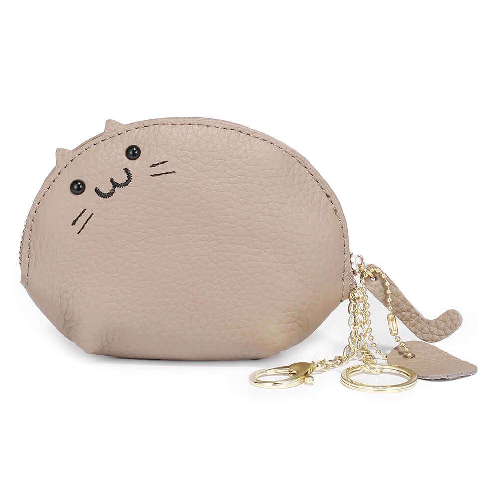 Small Cute Cat Leather Keychain Card Coin Purse