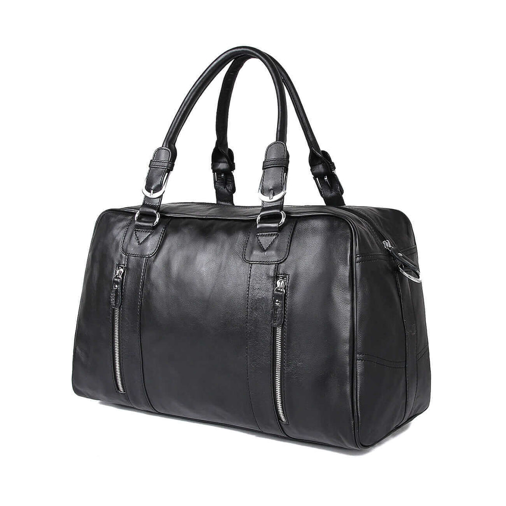 Black Premium Leather Duffle Bag 29L