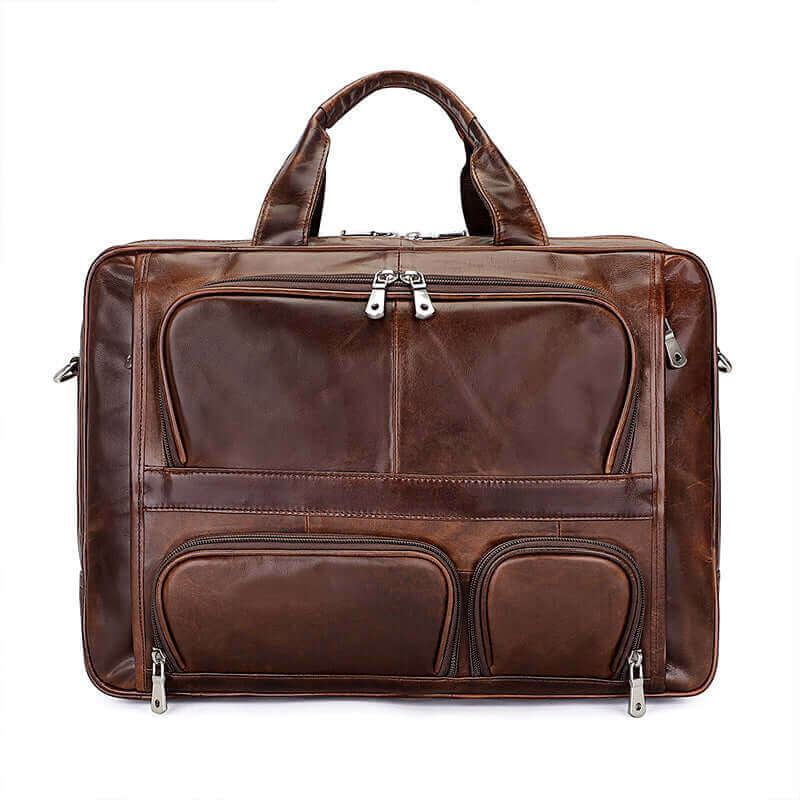 Mens Leather Briefcase 17 Inch Laptop Bag Business Overnight Travel NZ