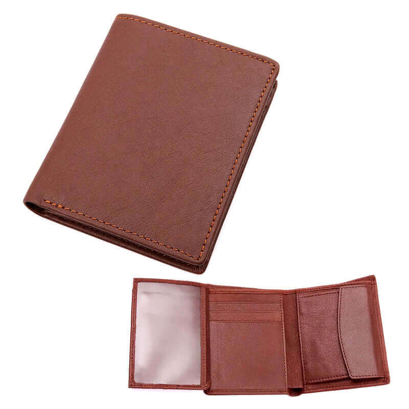 Classic Men's Leather Vertical Trifold Wallet