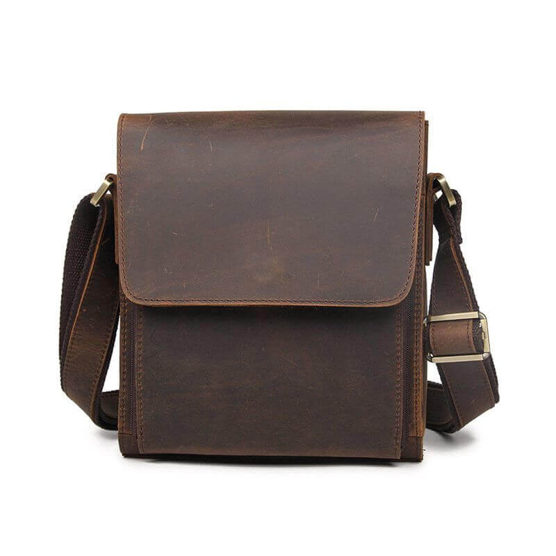 Vintage Brown Crazy Horse Leather Crossbody Bag