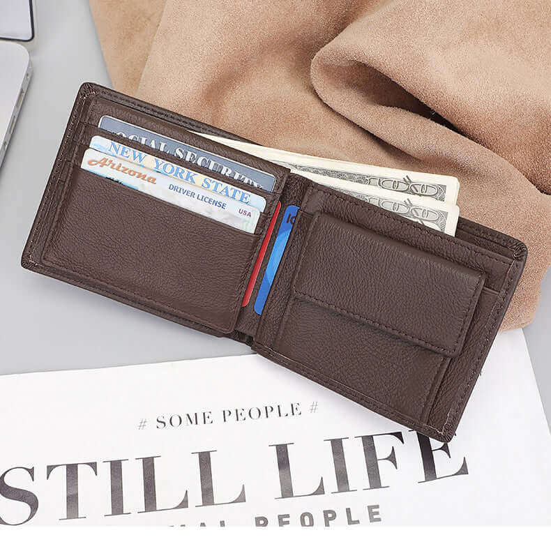  Men's Leather Wallet with Card Slots and Coin Pocket