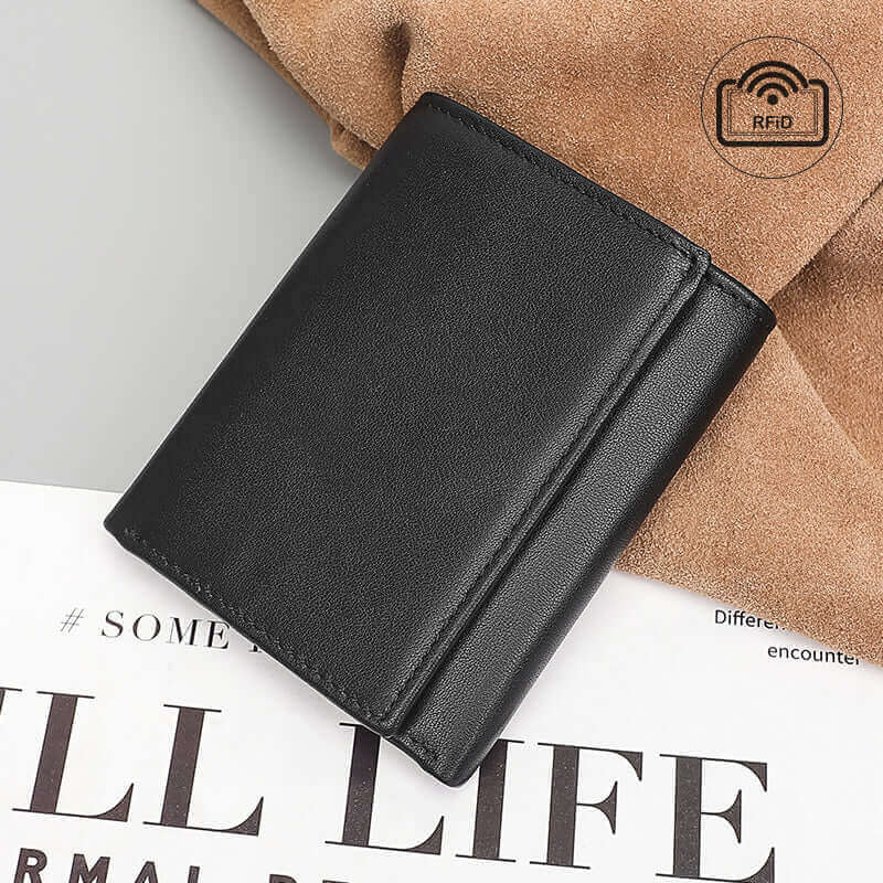 Black Genuine Leather RFID Wallet for Men