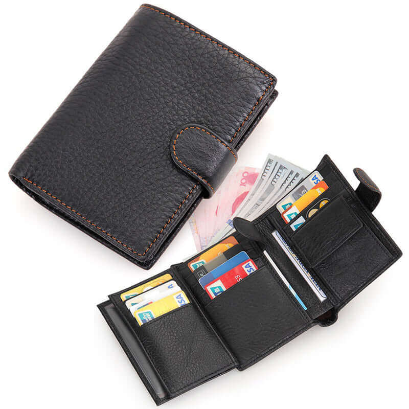 Vintage Men's Leather RFID Tri-fold Wallet