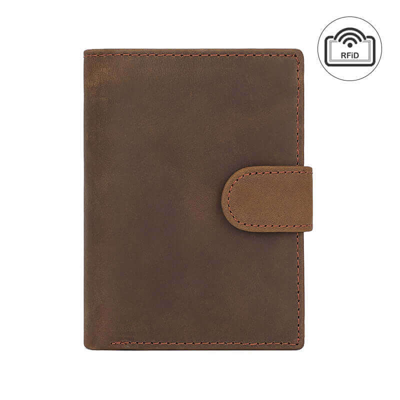 Vintage Brown Leather RFID Tri-fold Wallet for Men