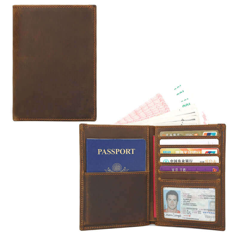 Premium Crazy Horse Leather RFID Passport Holder