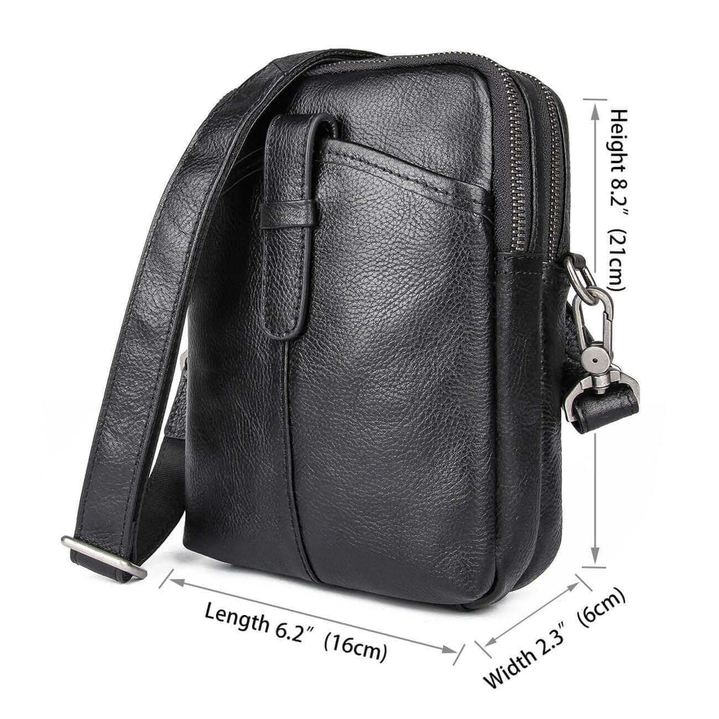 Leather Small Shoulder Crossbody Side Bag Messenger Bag Satchel NZ Men