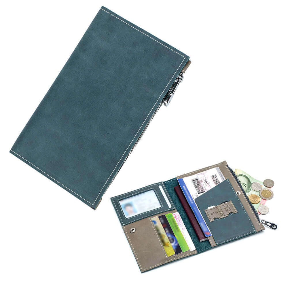 Women's Leather Travel Passport Holder Wallet