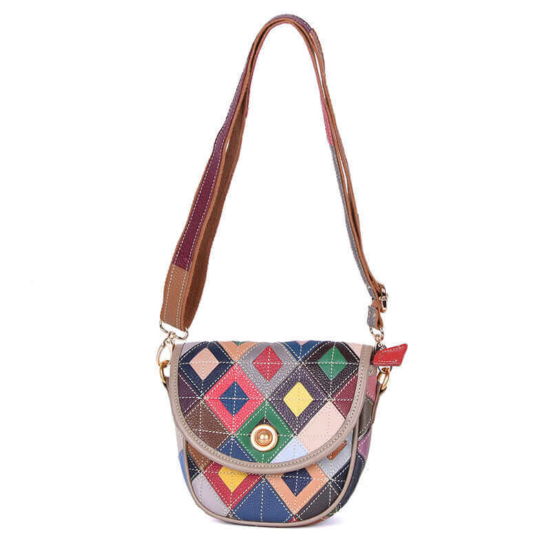 Unique Colorful Leather Saddle Crossbody Bag for Women