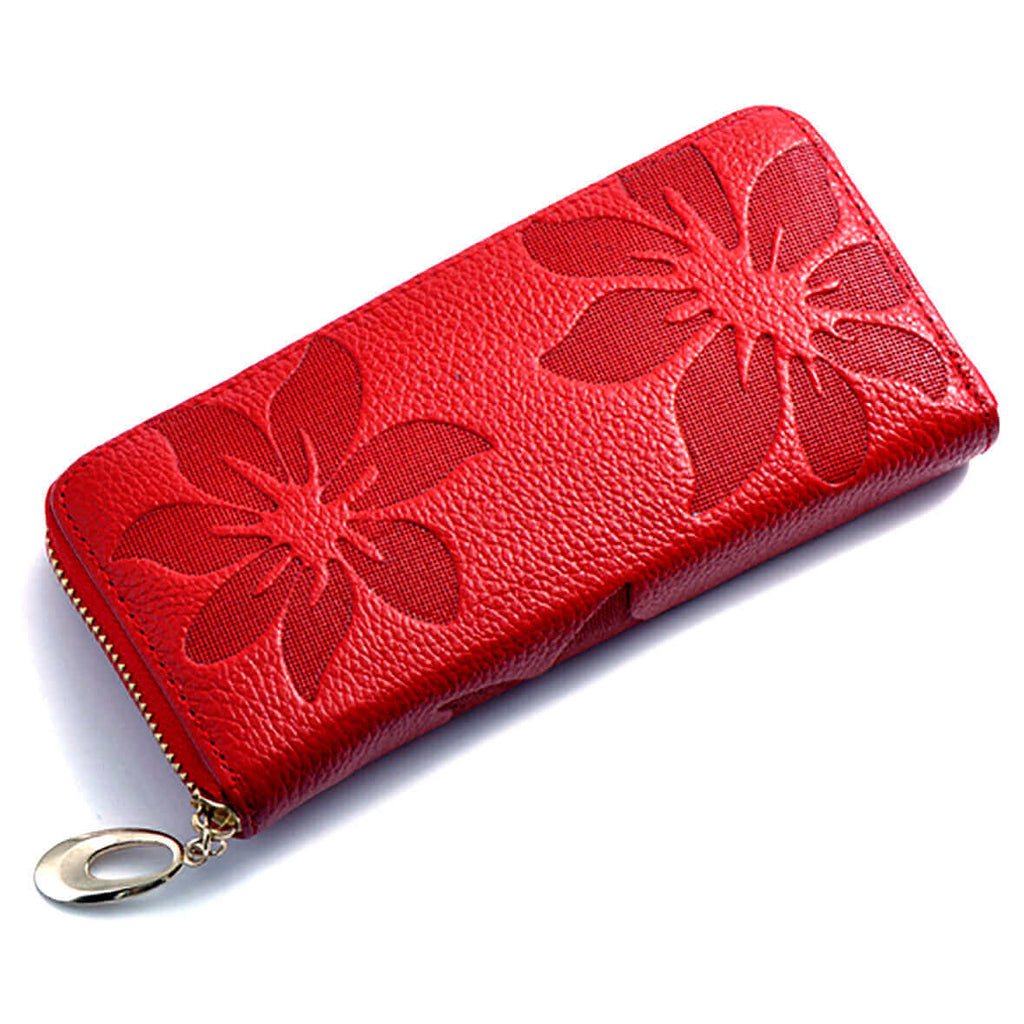 Elegant Embossed Leather Long Wallet