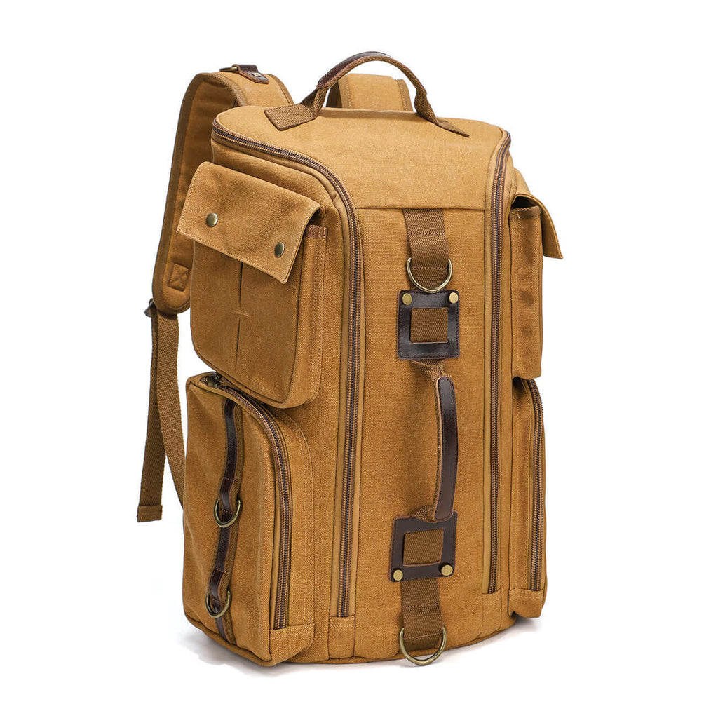 Canvas backpack that fits a 16-inch laptop, ideal for work and school