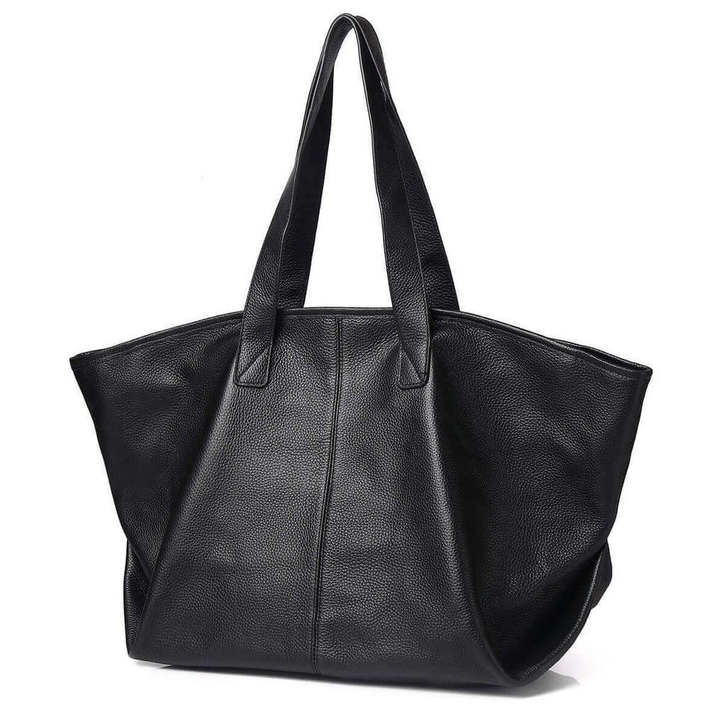 Elegant Black Leather Tote Bag for Women – Spacious & Versatile