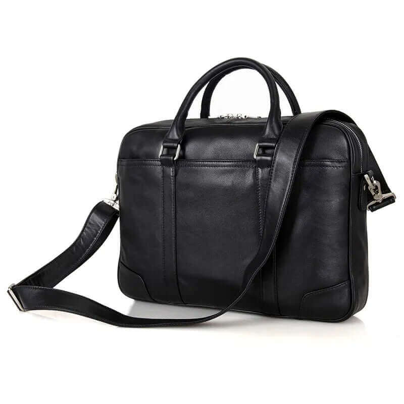 Black Leather Business Work Bag Briefcase for Men