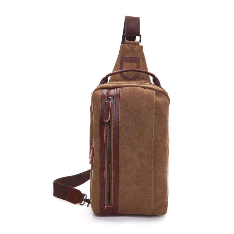 Multiple colors of men's canvas chest sling bags coffee