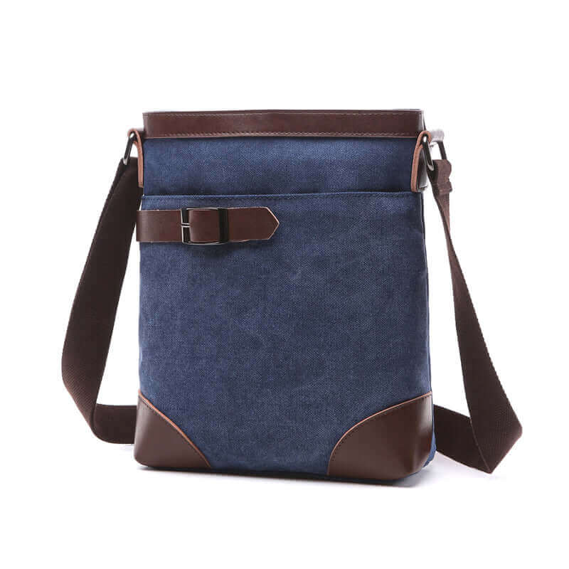 Stylish men's canvas crossbody bag in blue color