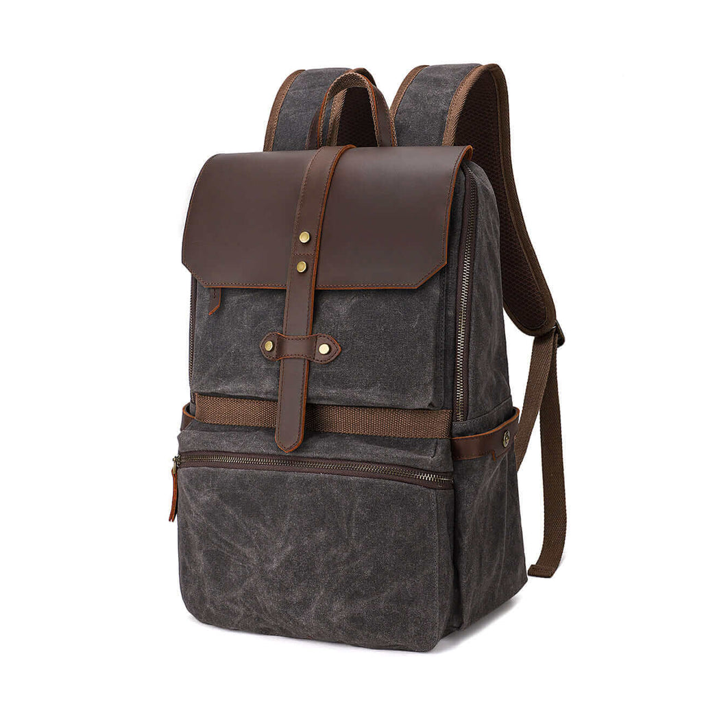 Stylish Leather and Canvas Laptop Backpack for Men