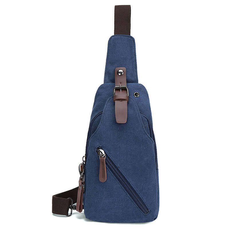 Blue canvas sling bag, combining fashion and convenience, suitable for casual outings and daily use.