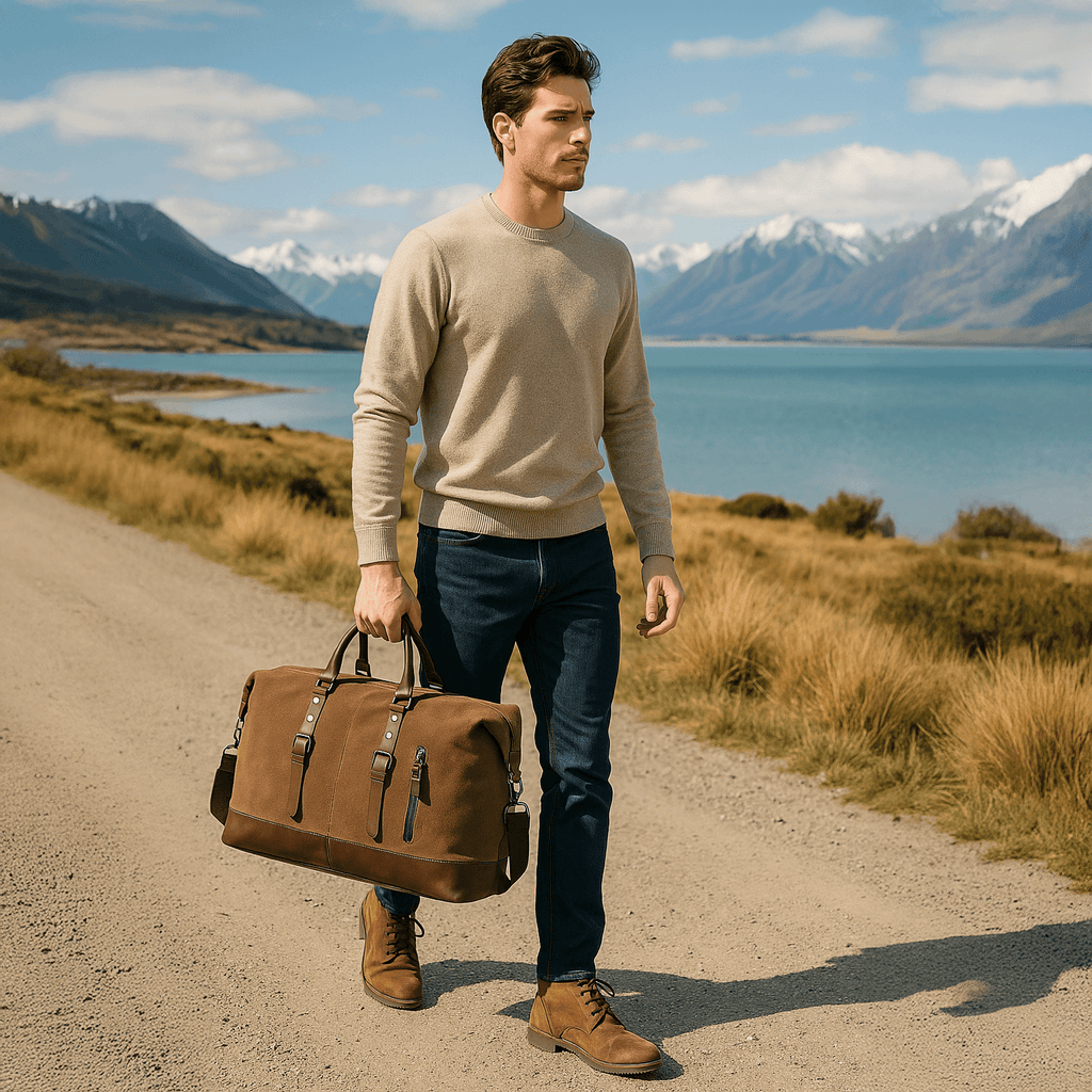 The spacious canvas travel duffle bag.
