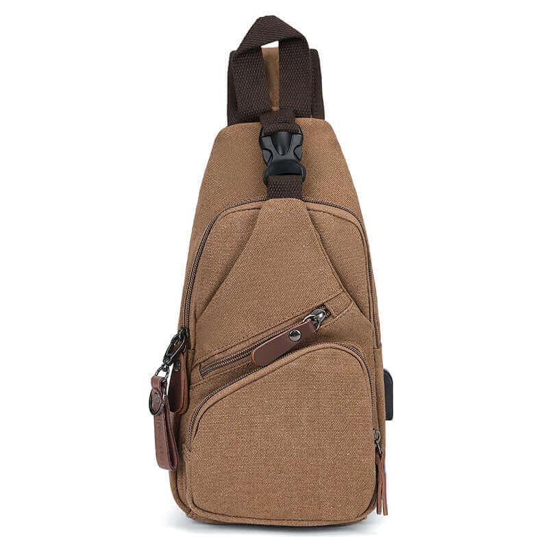 Stylish Canvas USB Charging Sling Bag for Men