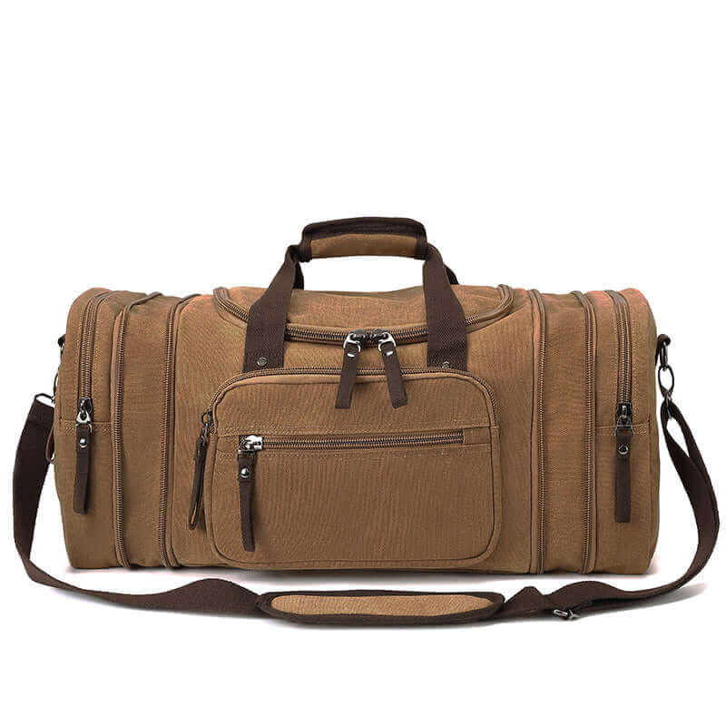 Versatile canvas travel duffle bag suitable for both men and women, ideal for various activities.