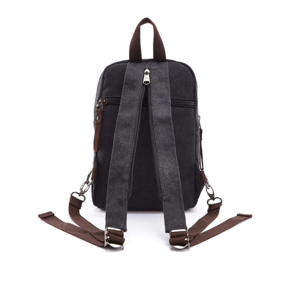 Practical multi-pocket crossbody canvas backpack for women