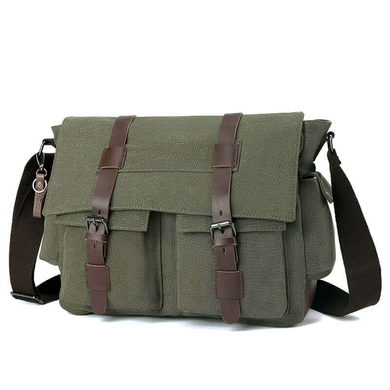 15-inch laptop messenger bag showing spacious interior and compartments.