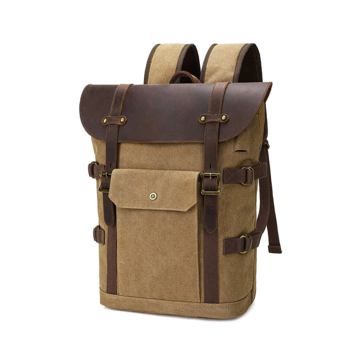 Vintage Canvas Laptop Backpack - Fits 15.6" Laptop, College Bookbag, Daypack With Multiple Pockets - View #11