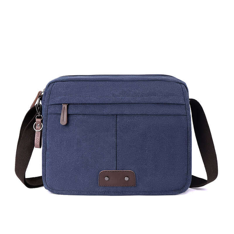 Stylish canvas messenger bag suitable for carrying 13.3 inch laptop and other essentials.