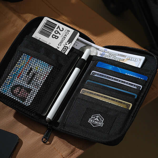 Durable Travel Passport Wallet with RFID Protection - black