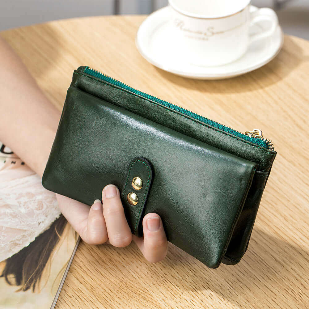 Classic Vintage Leather Long Wallet NZ | Women's Purse
