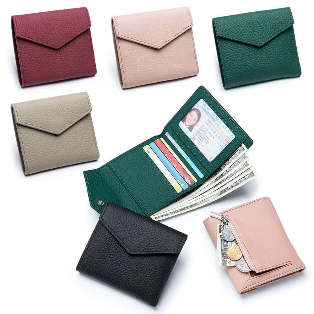 Compact Leather Envelope Wallet for Women