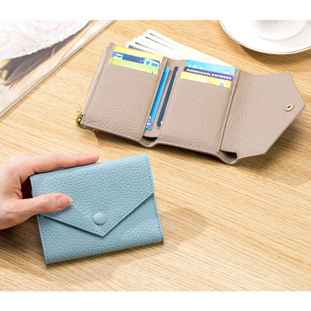 Chic Women's Leather Trifold Envelope Wallet