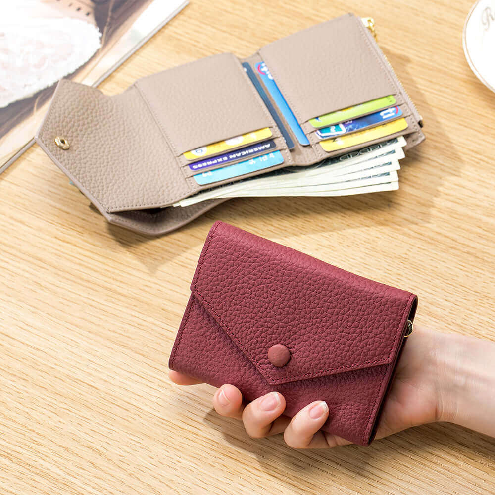 Chic Women's Leather Trifold Envelope Wallet