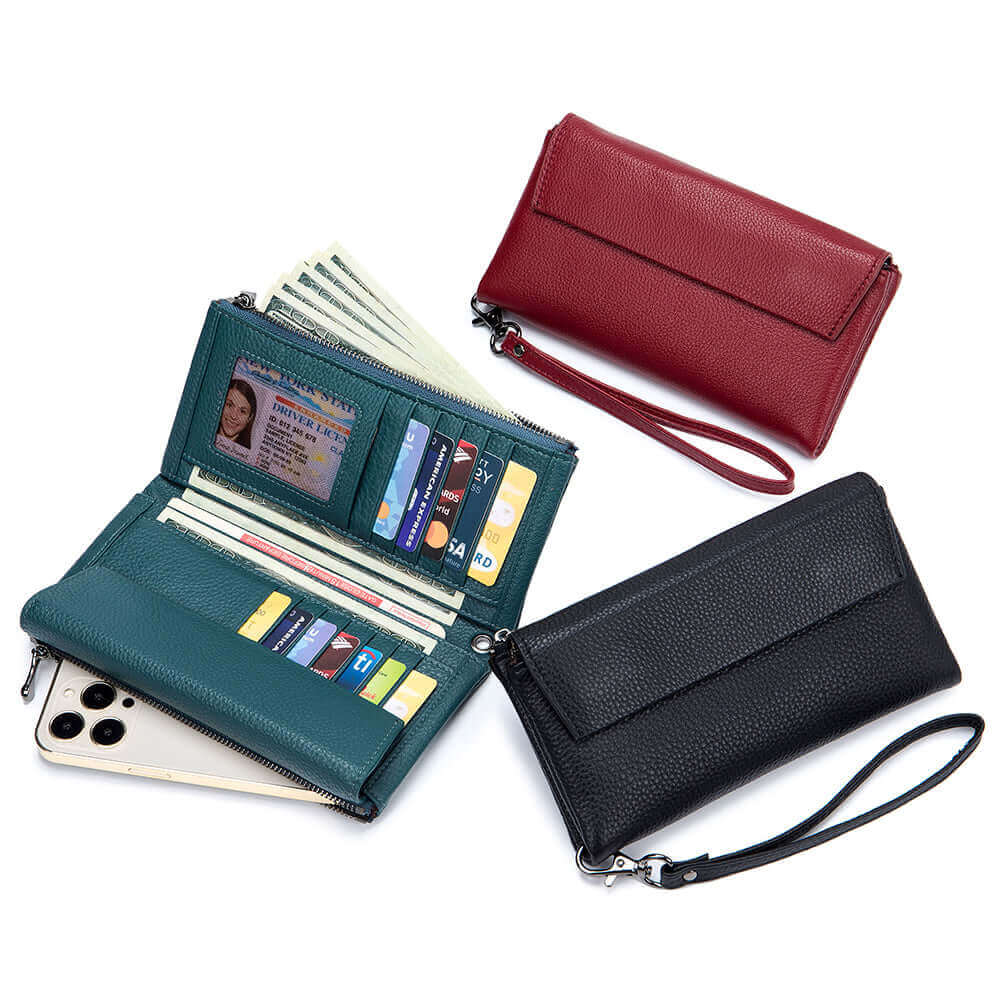 Premium Soft Leather Envelope Clutch Long Wallet | Elegant and Spacious