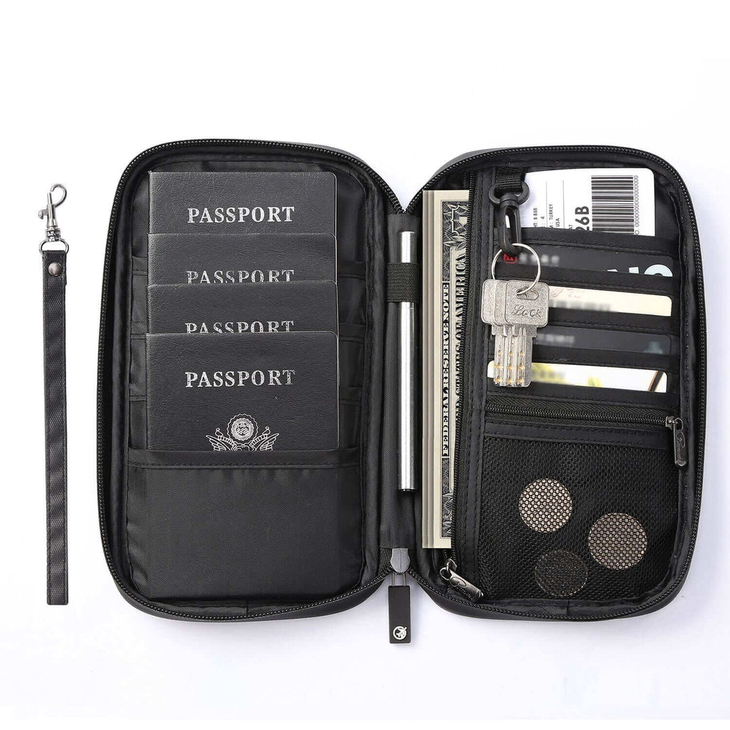 Premium RFID Blocking Travel Passport Wallet - Waterproof Nylon Passport Holder - balck